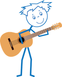 Boy playing a guitar